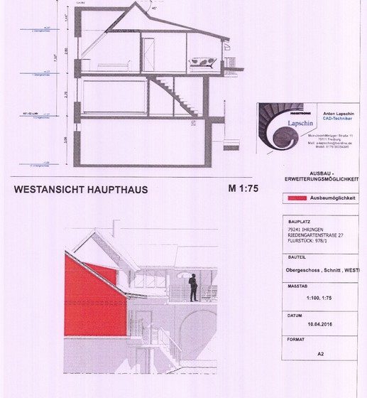 Schnitt+Westansicht Haupthaus